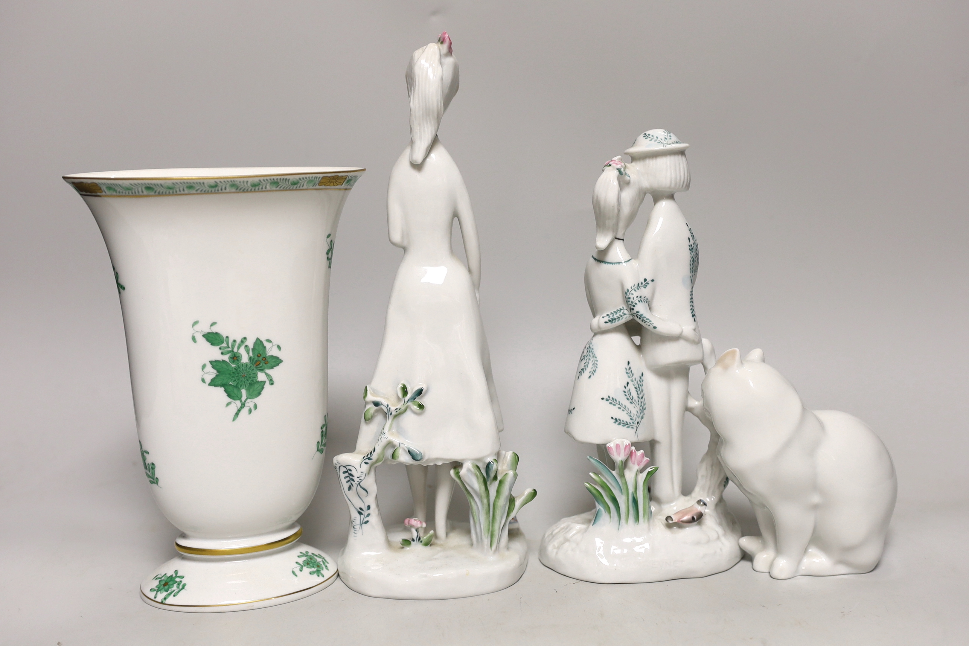 Four pieces of Herend and two Rosenthal porcelain figures (6) tallest 27cm